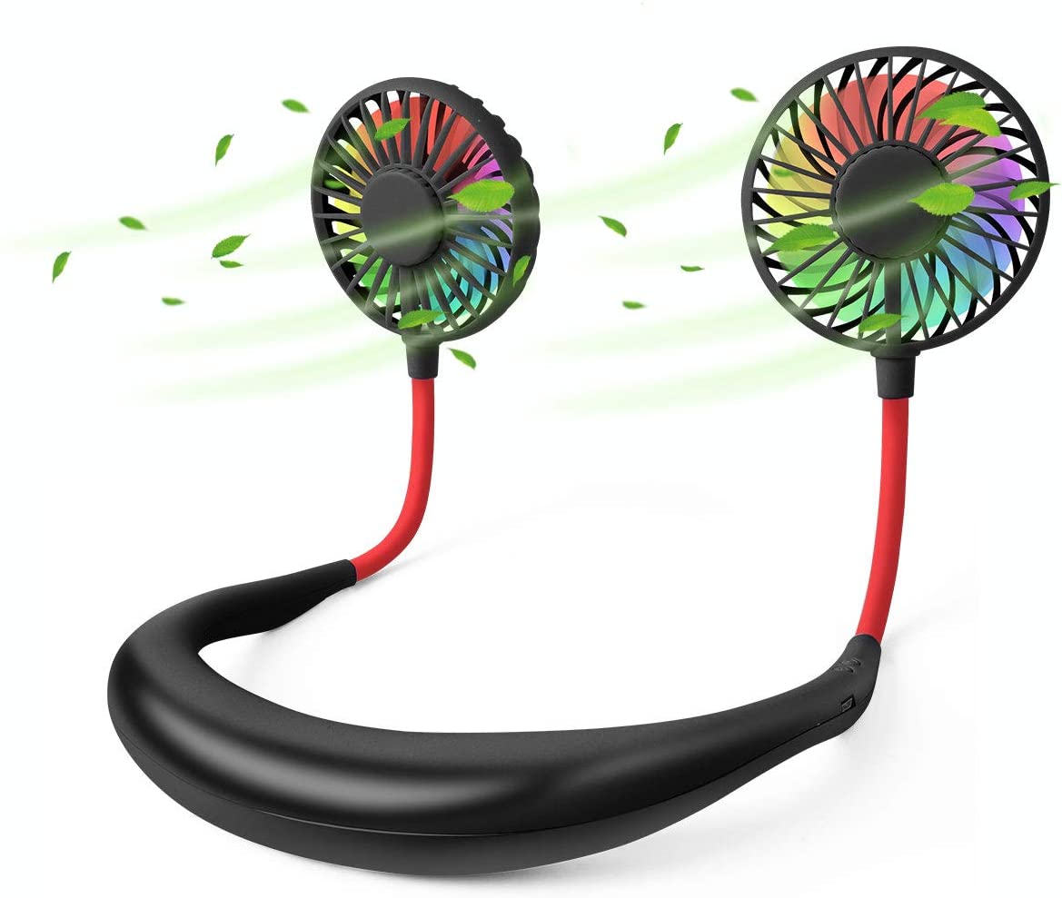 Hand Free Mini USB FAN Rechargeable Portable Headphone Design Wearable Neckband FAN, 3 Level Air''''